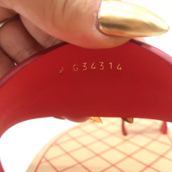 Chanel 19C CC Chain Toe-Strap Flat Slide Sandals Red Leather Size 37.5 - Picture 11 of 13